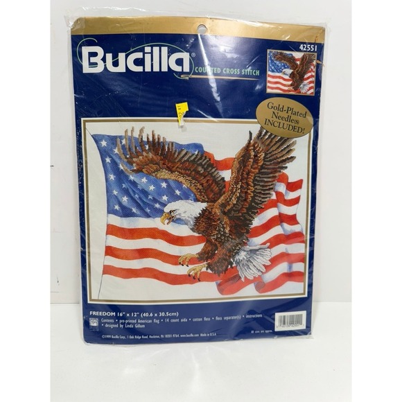 Bucilla Other - Bucilla FREEDOM Counted Cross Stitch Kit 42551 American Flag Eagle 1999 See PICT